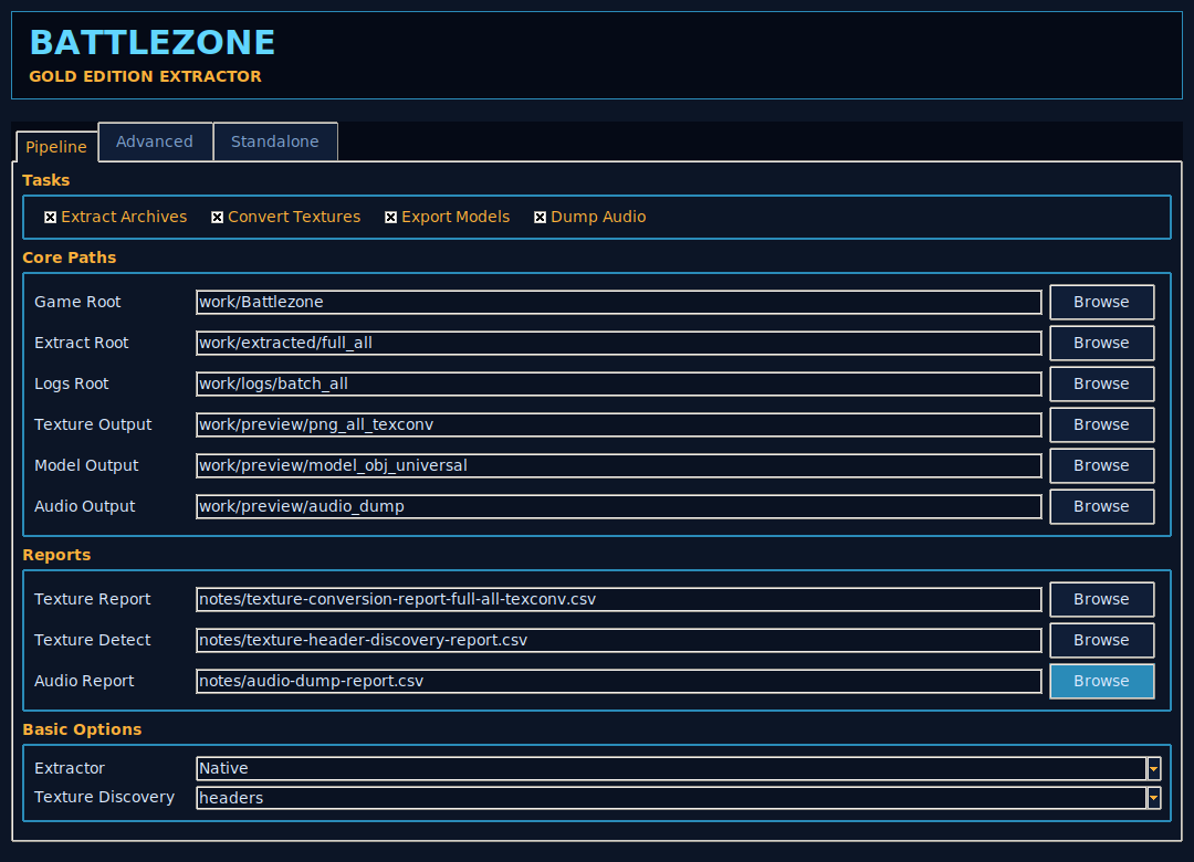 Battlezone Gold Extractor runtime UI
