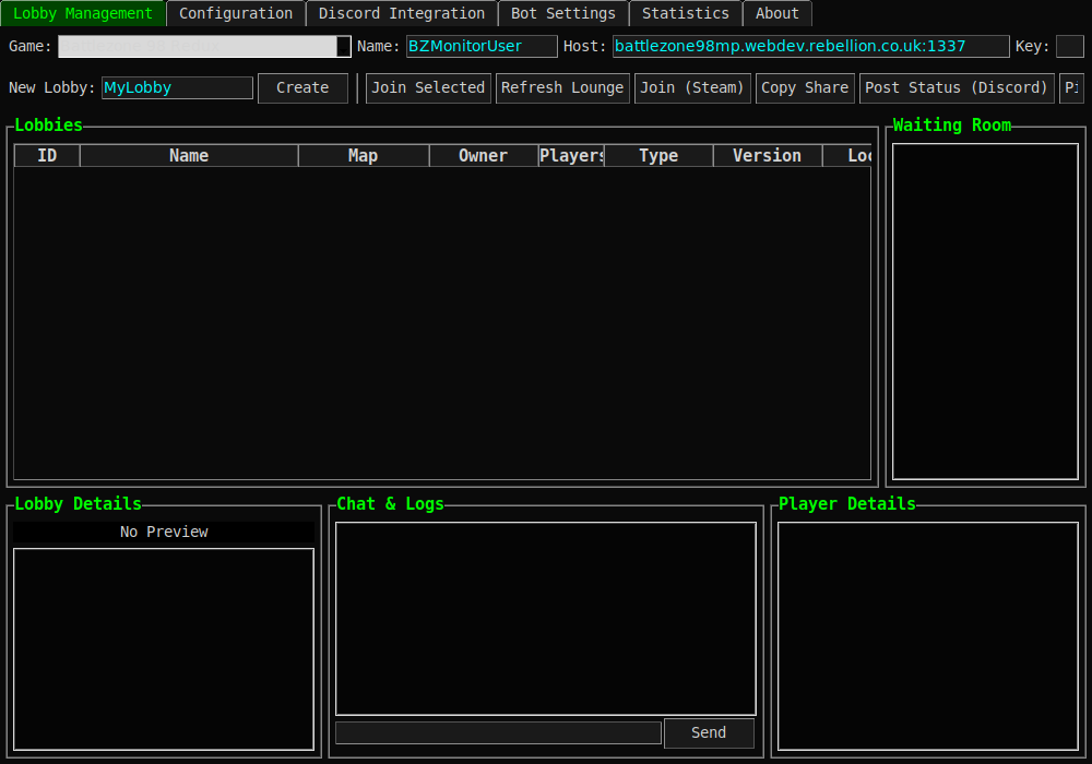 Battlezone Lobby Monitor runtime UI