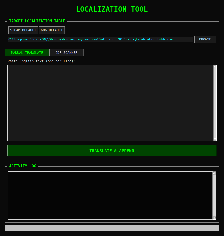 Localization Tool runtime UI