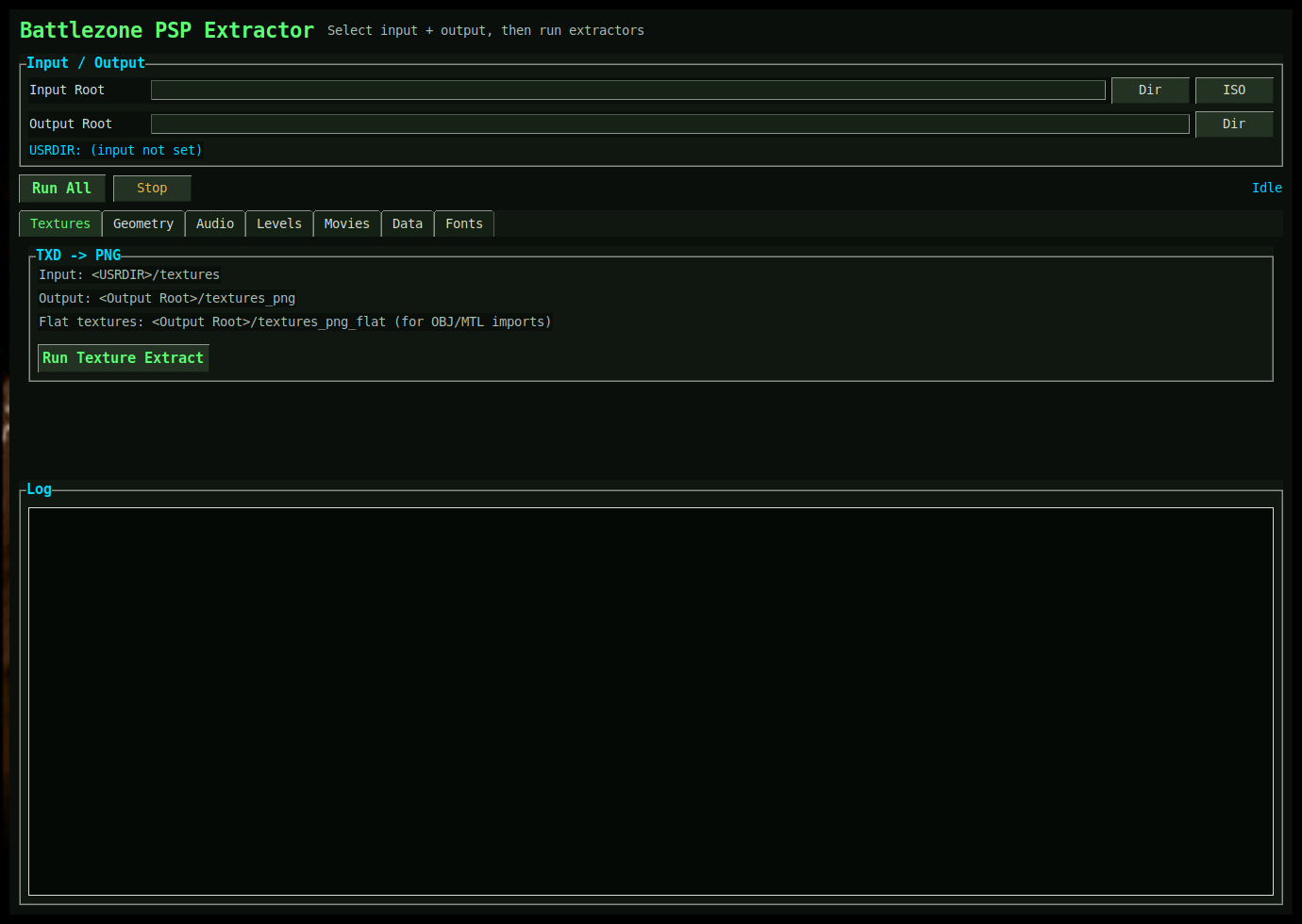 BZ PSP Extractor runtime UI