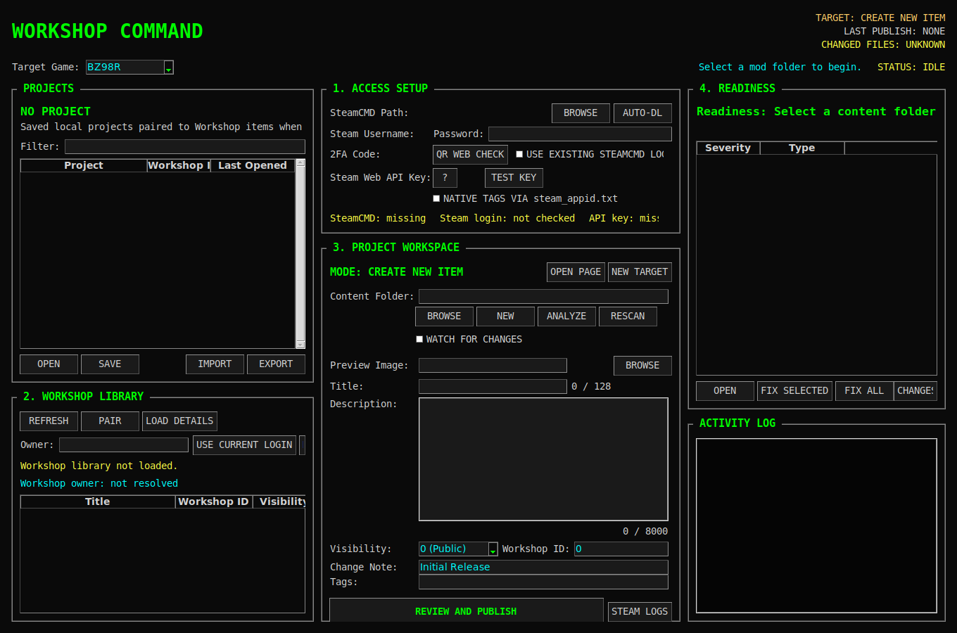 Workshop Uploader runtime UI